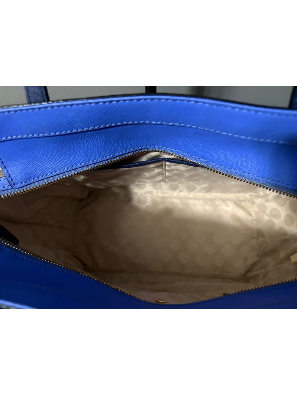 Kate Spade Daily Saffiano LeatherColorblock Top Zip Tote Bag Blue Navy - Picture 6 of 8